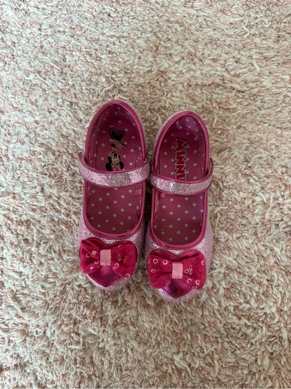 Disney Pink Glitter Mary Jane Shoes with Sequin Bow